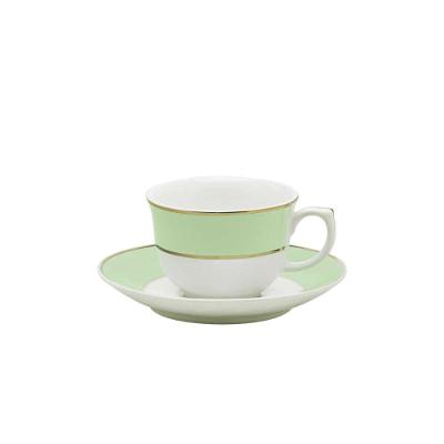 Xícara Grande 240 Ml Com Pires Oxford Flamingo Classic Verde