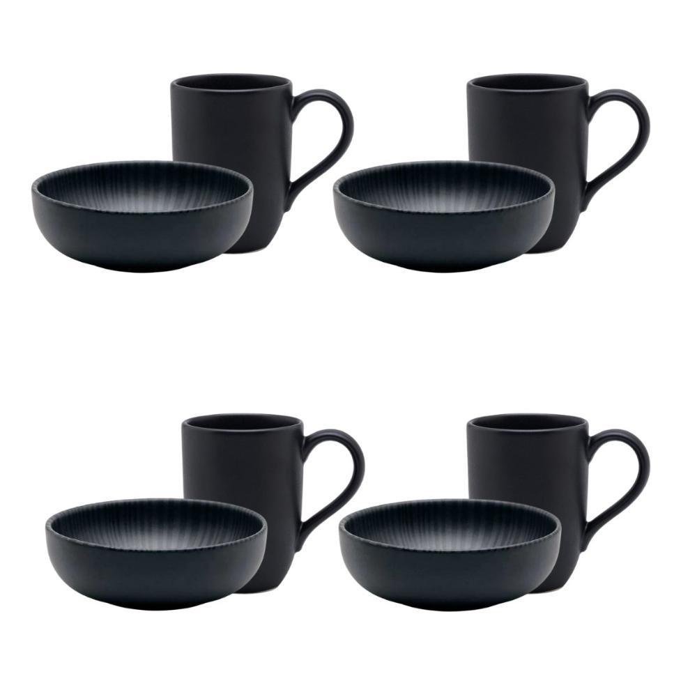 Jogo Lanche De 8 Peças Oxford Flat Ônix - 1