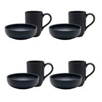 Jogo Lanche De 8 Peças Oxford Flat Ônix - 1