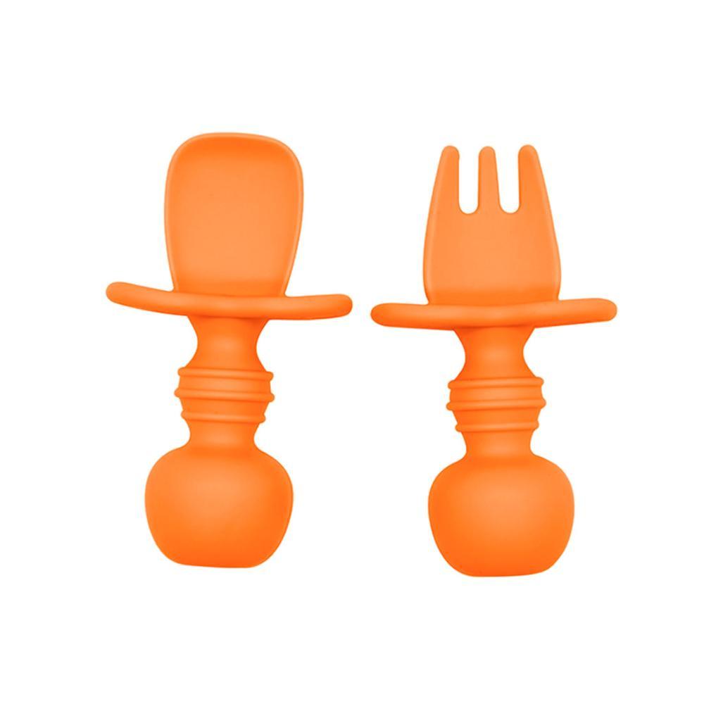 Conjunto Com 2 Talheres Infantil de Silicone 8 Cm Orange - 2