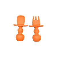 Conjunto Com 2 Talheres Infantil de Silicone 8 Cm Orange - 1