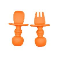 Conjunto Com 2 Talheres Infantil de Silicone 8 Cm Orange - 2