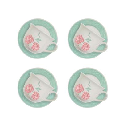 Jogo De 4 Xícaras Grandes 200Ml Com Pires Donna Bloom