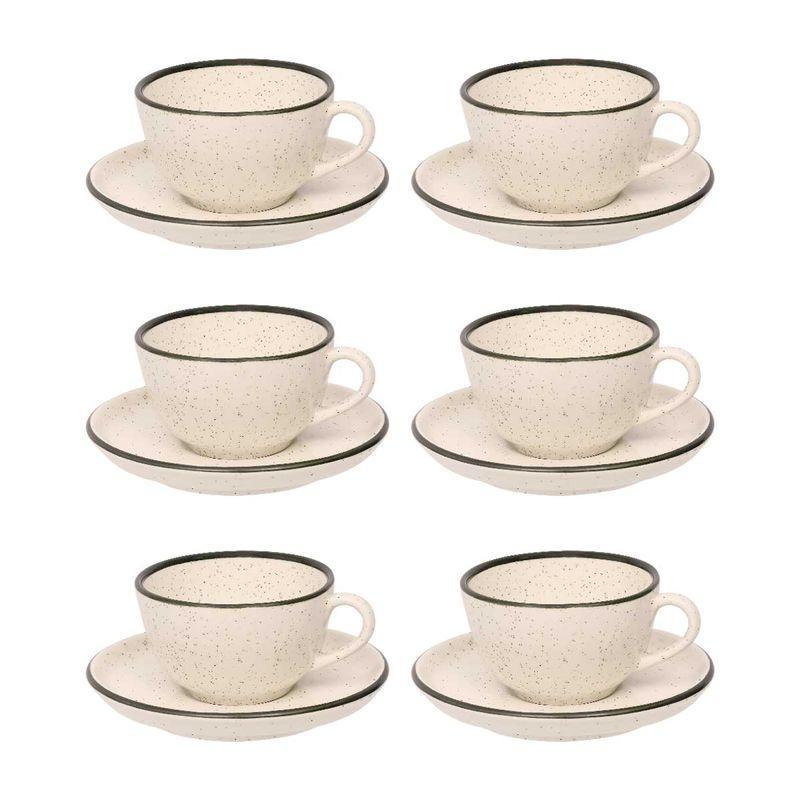 Jogo de 6 Xícaras Grandes 200 ml Com Pires Oxford Flat Duna - 1