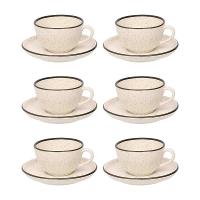 Jogo de 6 Xícaras Grandes 200 ml Com Pires Oxford Flat Duna - 1