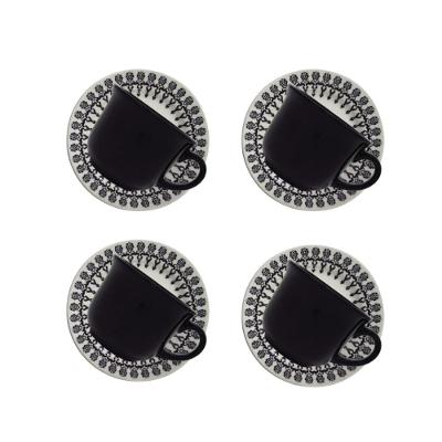 Jogo De 4 Xícaras Grandes 200Ml Com Pires Donna Folk