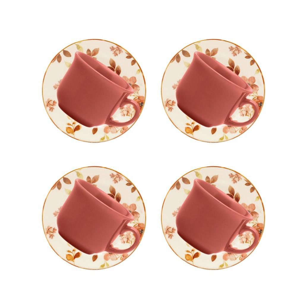 Jogo De 4 Xícaras Grandes 200Ml Com Pires Donna Chá Das 5 - 1