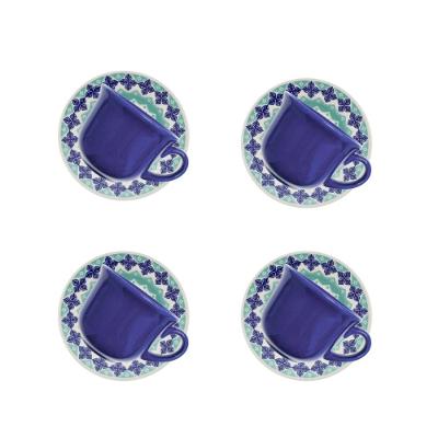 Jogo De 4 Xícaras Grandes 200Ml Com Pires Donna Lola