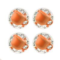 Jogo De 4 Xícaras Grandes 200Ml Com Pires Donna Lírios - 1