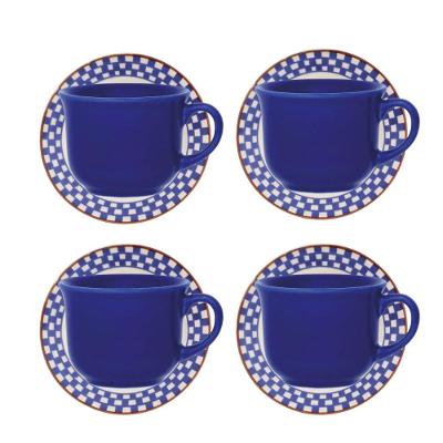 Jogo De 4 Xícaras 200Ml Com Pires Donna Jardim De Cerejas