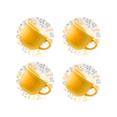 Jogo De 4 Xícaras Grandes 200Ml Com Pires Donna Bem-Te-Vi