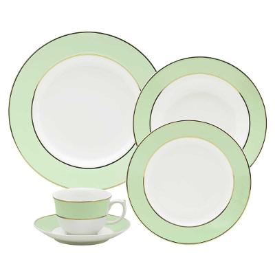 Aparelho De Jantar E Chá 30 Peças Flamingo Classic Verde