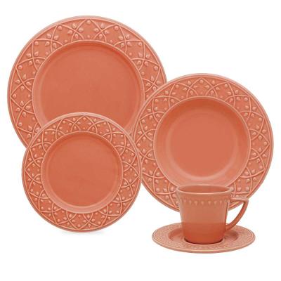 Aparelho De Jantar E Chá 20 Peças Oxford Mendi Damasco