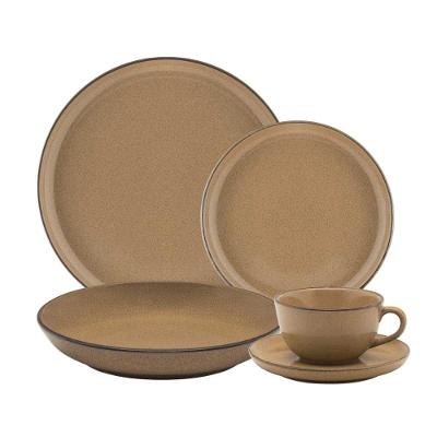 Aparelho De Jantar E Chá 30 Peças Oxford Flat Ocre