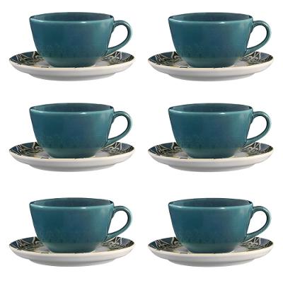 Jogo de 6 Xícaras Grandes 200 Ml Com Pires Flat Gálata