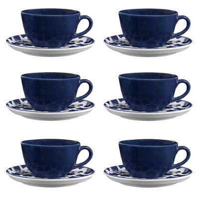 Jogo de 6 Xícaras Grandes 200 Ml Com Pires Flat Sevilha