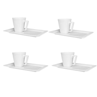 Jogo De 4 Xícaras 200ml Com Pires Oxford Plateau White