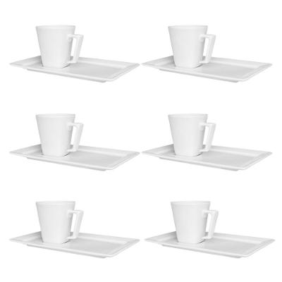 Jogo De 6 Xícaras 200ml Com Pires Oxford Plateau White