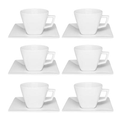 Jogo De 6 Xícaras 200ml Com Pires Oxford Quartier White