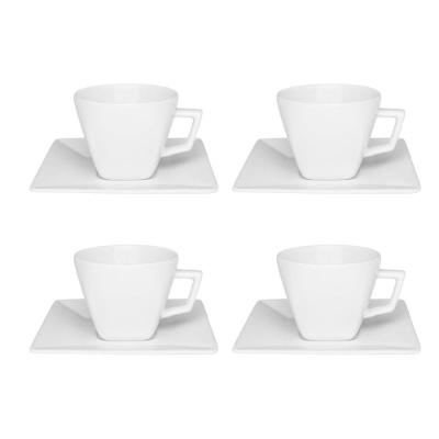 Jogo De 4 Xícaras 200ml Com Pires Oxford Quartier White