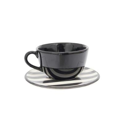 Xícara Grande 200 Ml Com Pires Unni Oxford Stripes And Dots