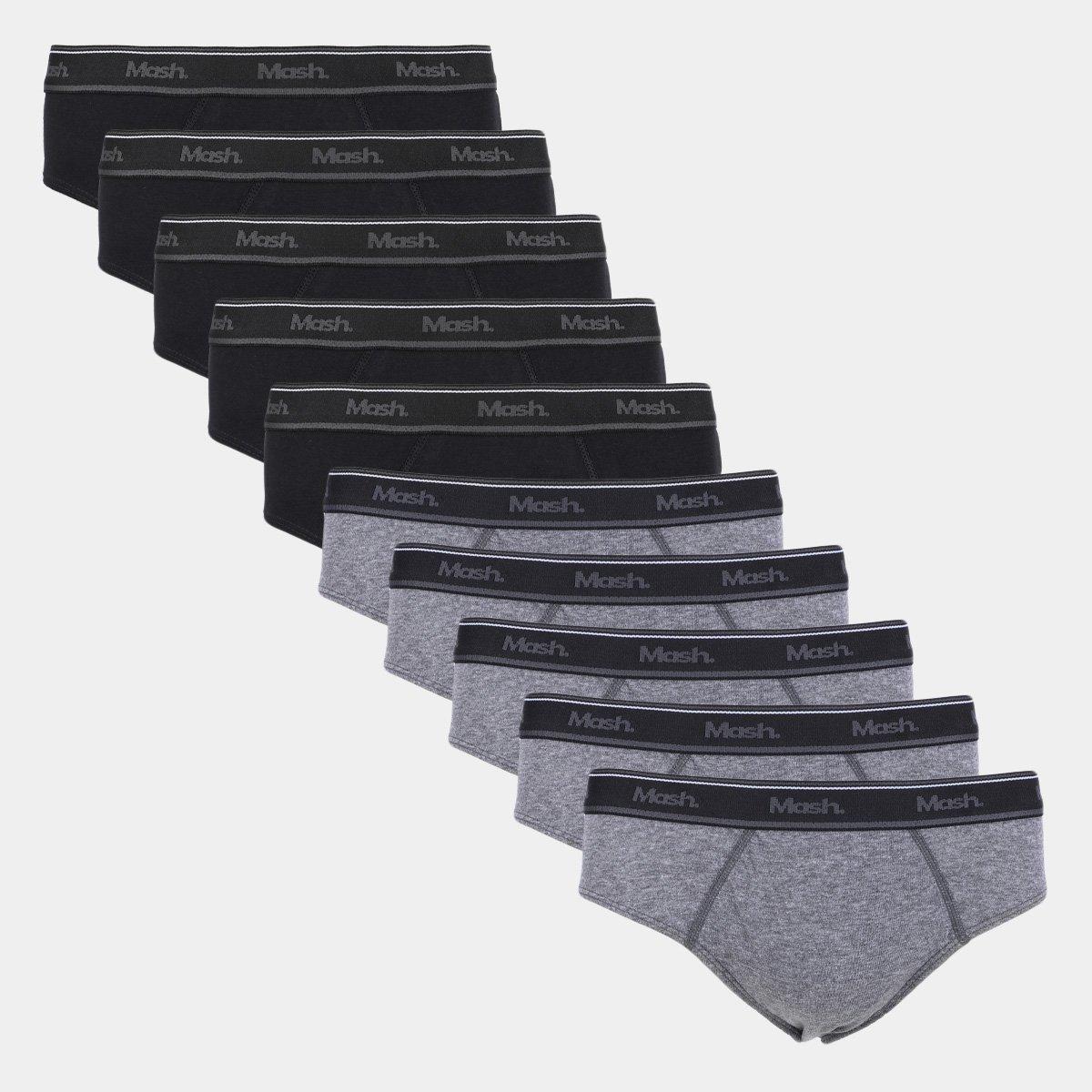 Kit Cueca Slip Mash Cotton Elástico 10 Peças - 1