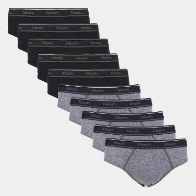 Kit Cueca Slip Mash Cotton Elástico 10 Peças