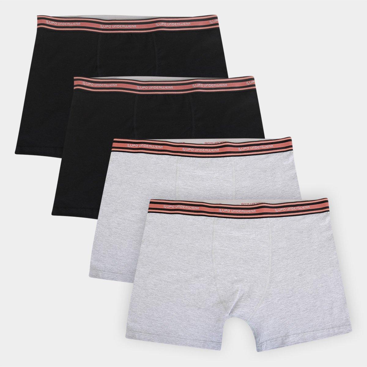 Kit Cueca Boxer Lupo Algodão Masculina - 4 Peças - 1