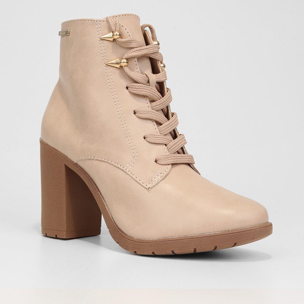 Bota Coturno Cano Curto Via Uno Salto Bloco Tratorado Feminina - 2