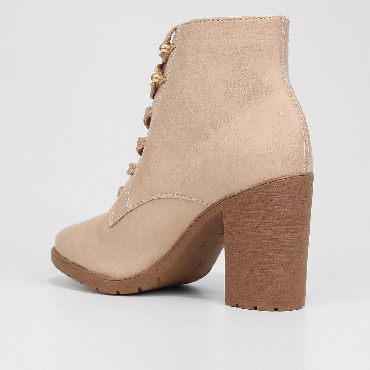 Bota Coturno Cano Curto Via Uno Salto Bloco Tratorado Feminina - 3