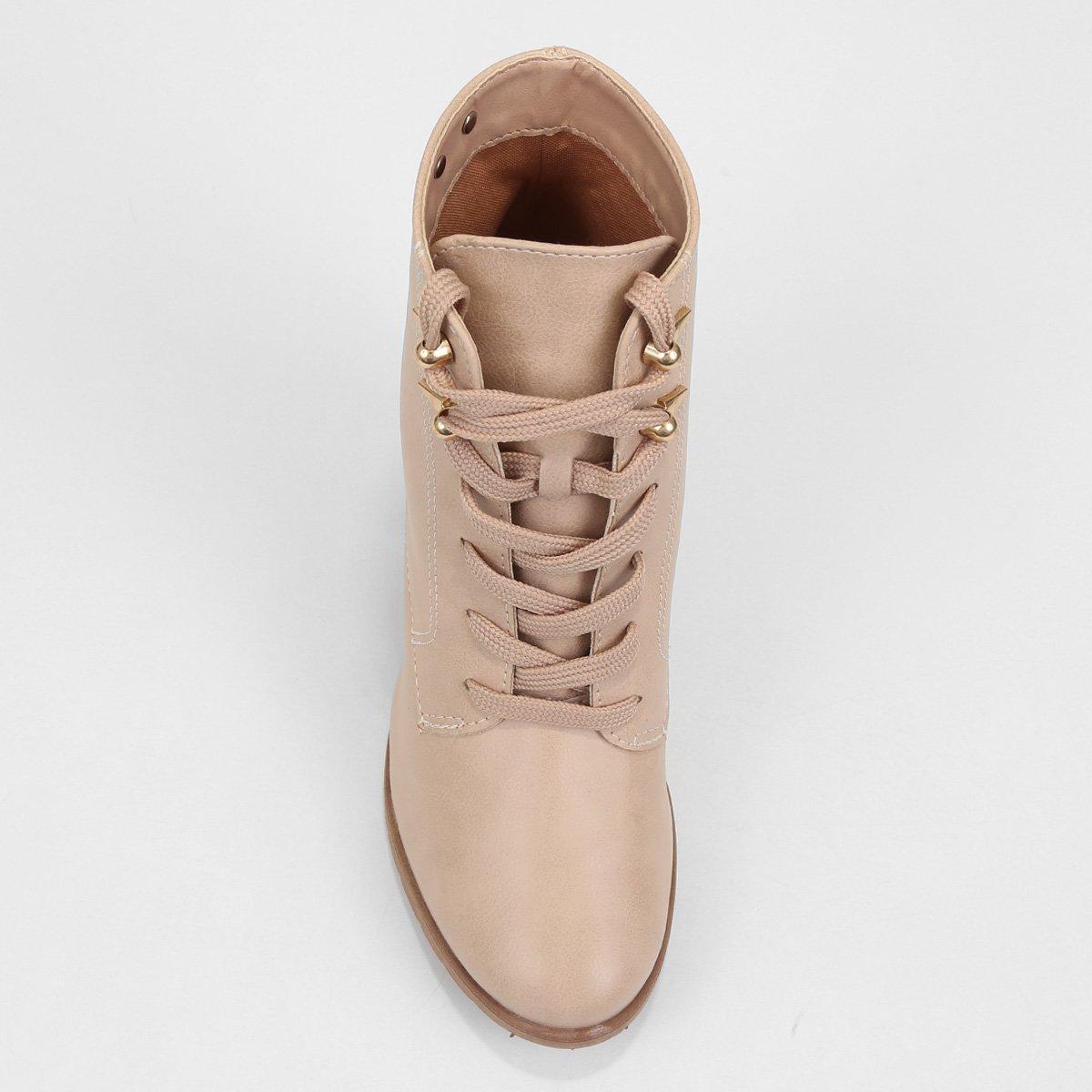 Bota Coturno Cano Curto Via Uno Salto Bloco Tratorado Feminina - 4