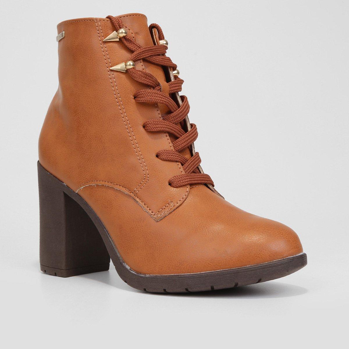 Bota Coturno Cano Curto Via Uno Salto Bloco Tratorado Feminina - 3