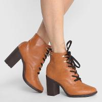 Bota Coturno Cano Curto Via Uno Salto Bloco Tratorado Feminina - 2