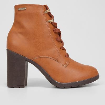 Bota Coturno Cano Curto Via Uno Salto Bloco Tratorado Feminina
