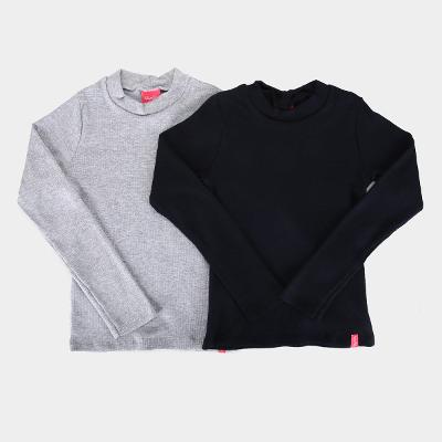 Kit Blusa Infantil Kely & Kety Manga Longa Menina  - 2 Peças