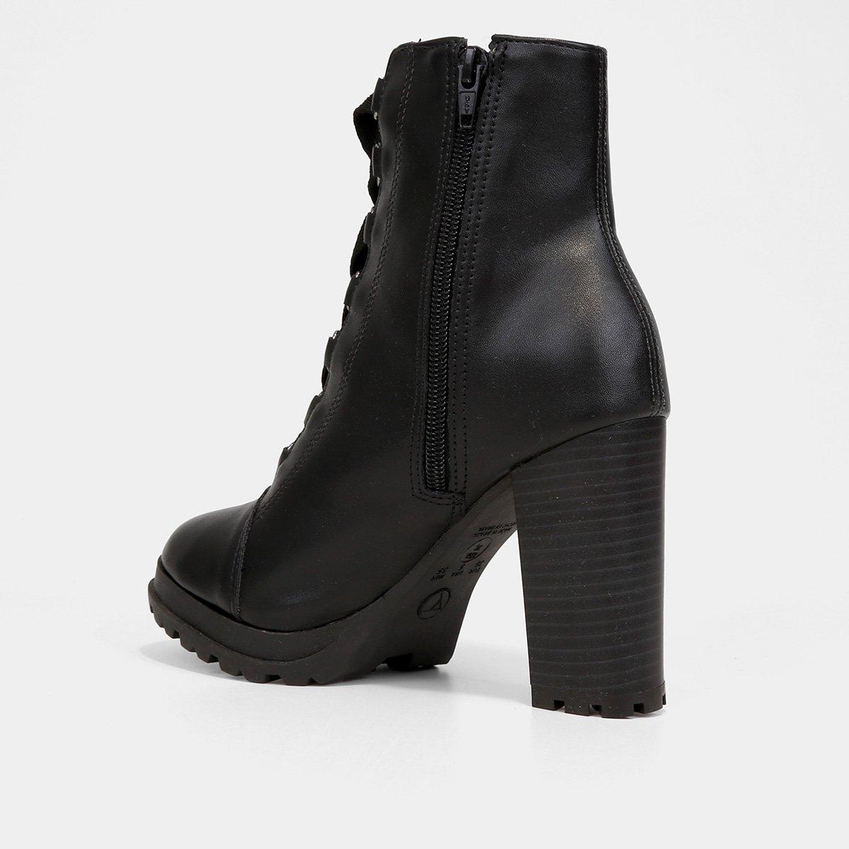 Bota Coturno Cano Médio Via Uno Salto Grosso Tratorada Feminina - 3