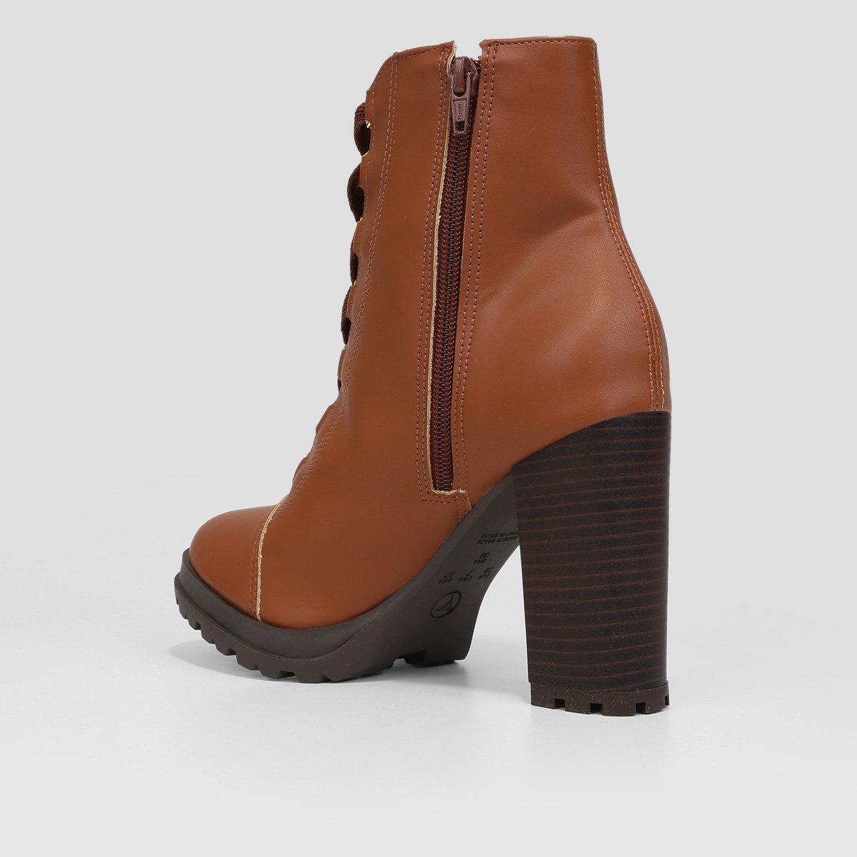 Bota Coturno Cano Médio Via Uno Salto Grosso Tratorada Feminina - 5