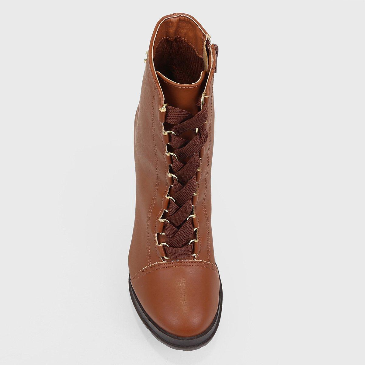 Bota Coturno Cano Médio Via Uno Salto Grosso Tratorada Feminina - 6