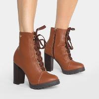 Bota Coturno Cano Médio Via Uno Salto Grosso Tratorada Feminina - 2