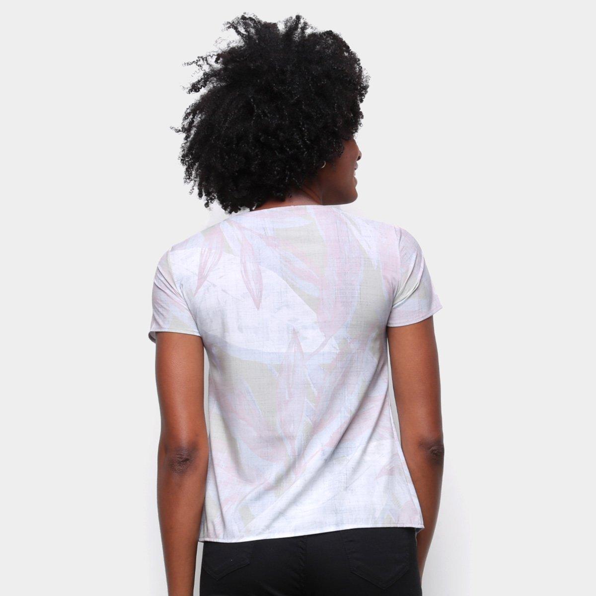Blusa Gris Estampada Manga Curta Feminina - 2
