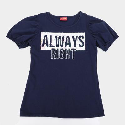 Blusa Juvenil Amora Always Paetes E Manga Bufante Feminina