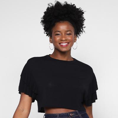 Blusa Cropped All's Manga Babado Feminina