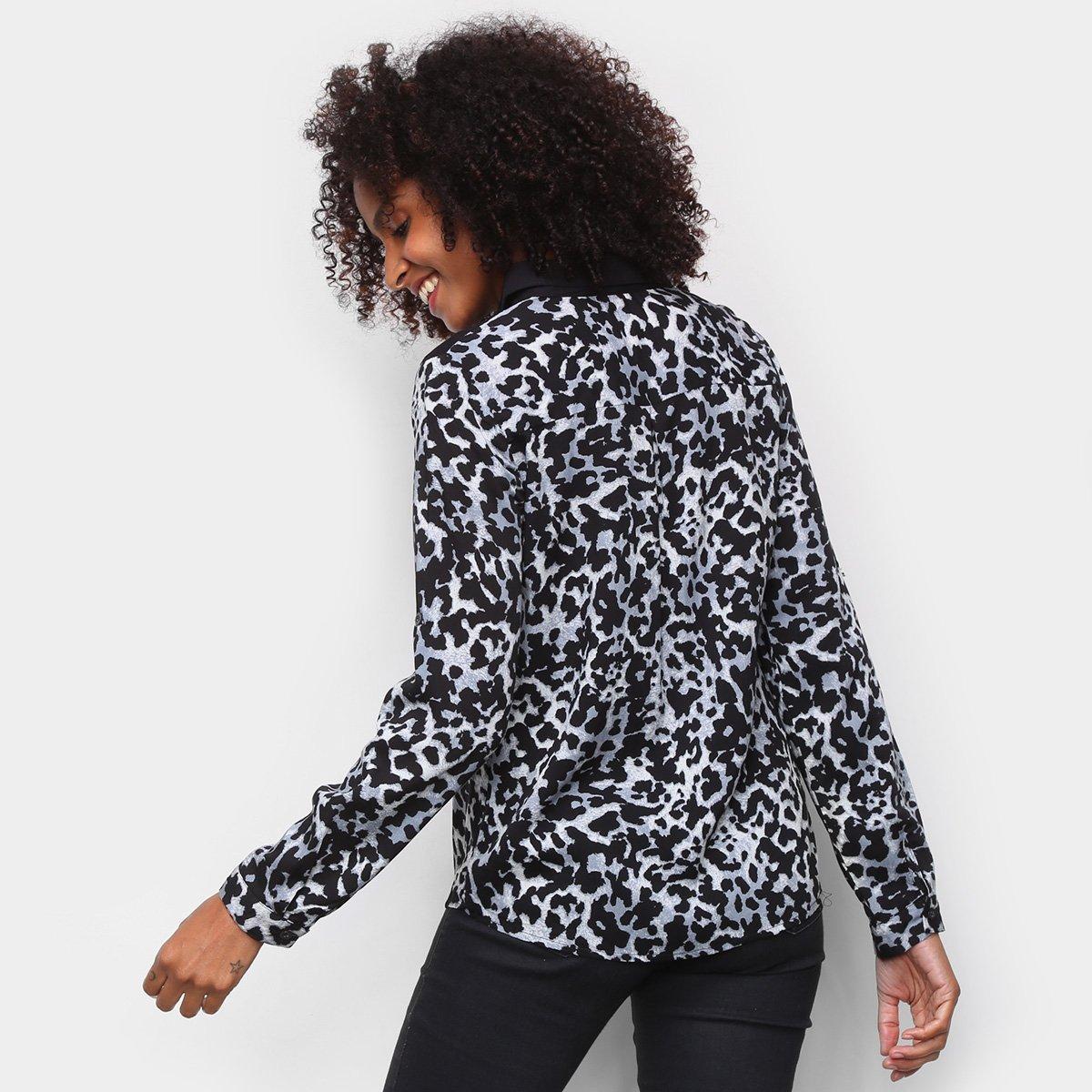 Camisa Manha Longa Heli Animal Print Onça Feminina - 2