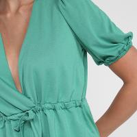 Blusa Dzarm Decote V Com Cordão Manga Elástico Feminina - 3