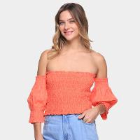 Blusa Cropped Loved Lastex Manga 3/4 Feminina - 1