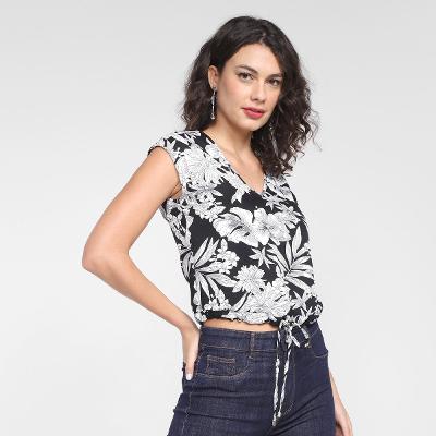 Blusa Aishty Cropped Gola V Feminina