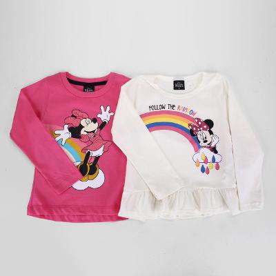 Kit Blusa Infantil Disney Minnie Mouse Manga Longa 2 Peças Menina