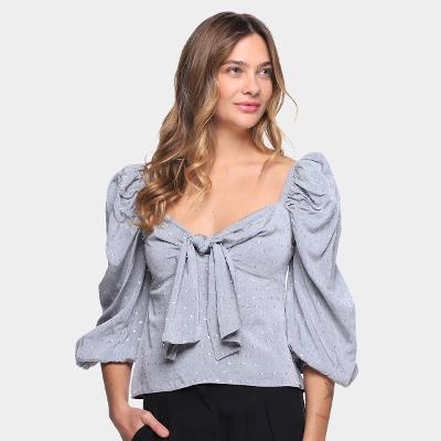 Blusa Colcci Nó Frontal Manga Bufante Feminina