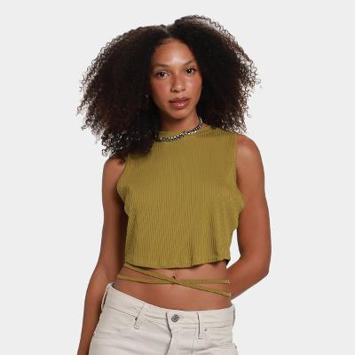 Cropped Colcci Canelado com Amarração Feminino