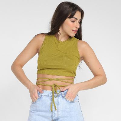 Cropped Colcci Canelado com Amarração Feminino